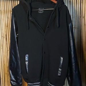 Off Brand Varsity hooded bomber